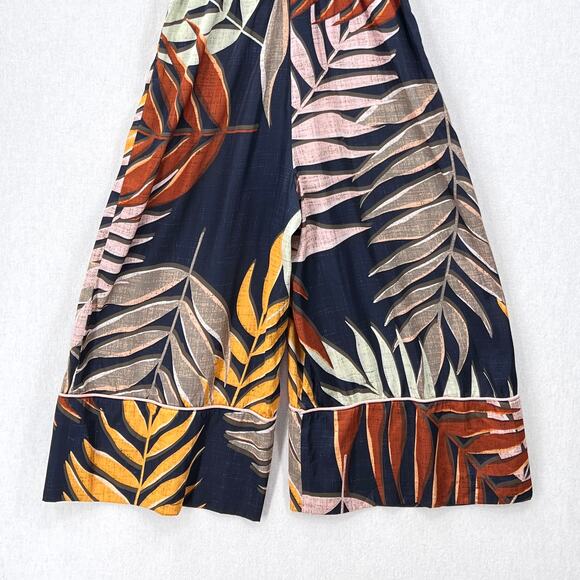 ANTHROPOLOGIE HUTCH Jess Jumpsuit Womens Small Leaf Print Short Sleeve V-neck - Picture 8 of 16